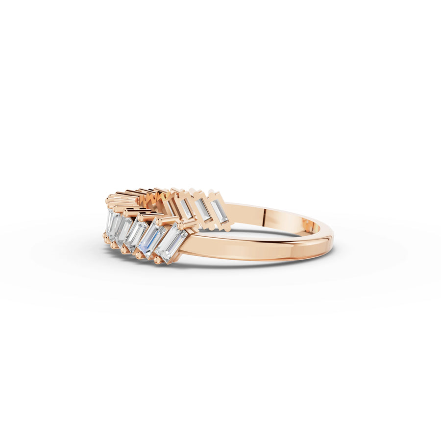 0.74 Ct Baguette Basket Set Half Eternity Band