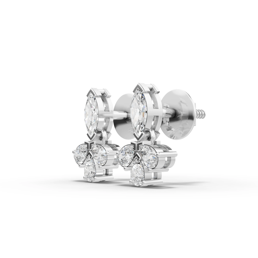 0.53 Ct Marquise Floral Diamond Studs