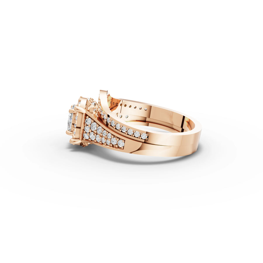 1.12 Ct Oval Halo Pavé Band Ring