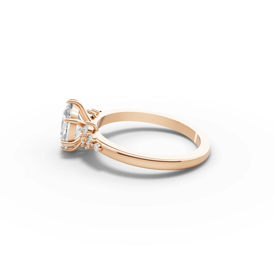 Oval solitaire ring rose gold angle