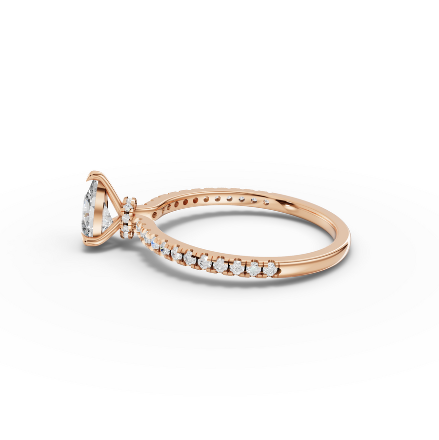 0.72 Ct Pear Hidden Halo Pavé Ring