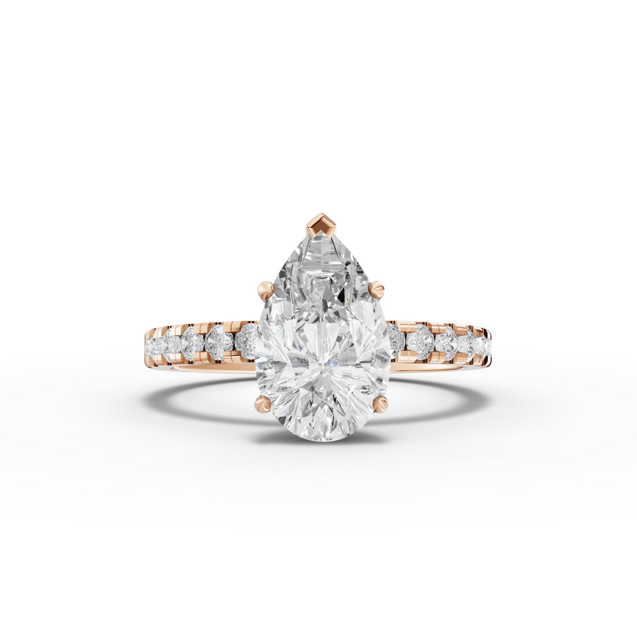 2.42 Ct Pear Solitaire With Side Diamod Band Ring