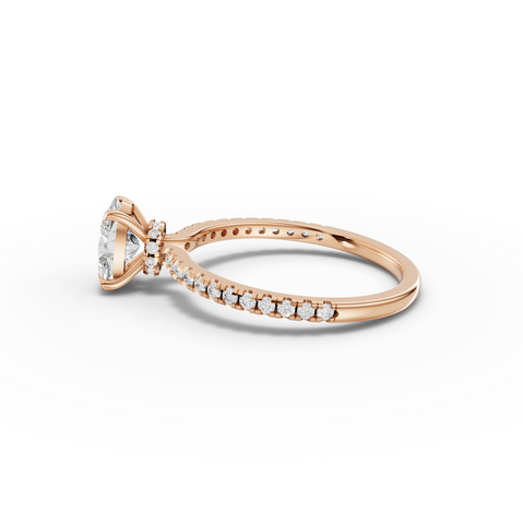0.98 CT Oval Hidden Halo Pavé Ring