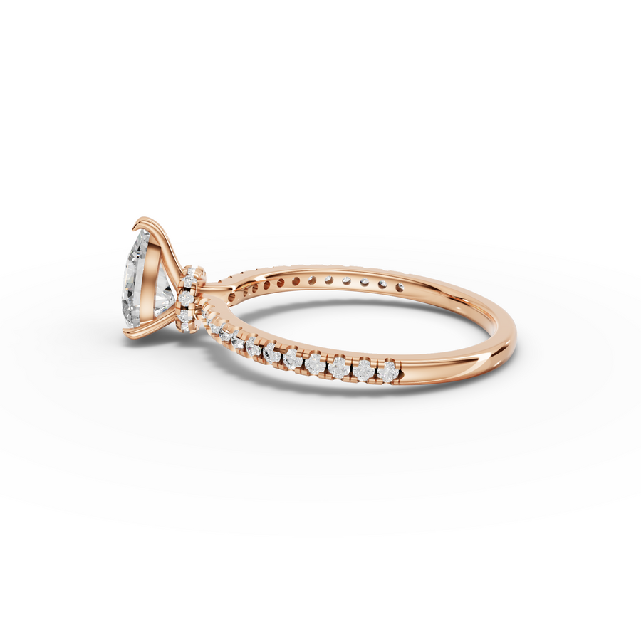 0.98 Ct Pear Hidden Halo Pavé Ring