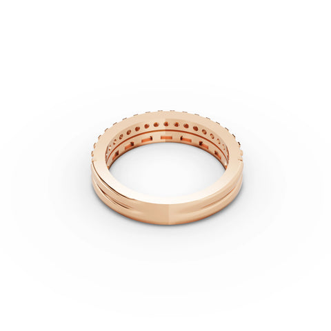 Round & Baguette Diamond Wedding Band