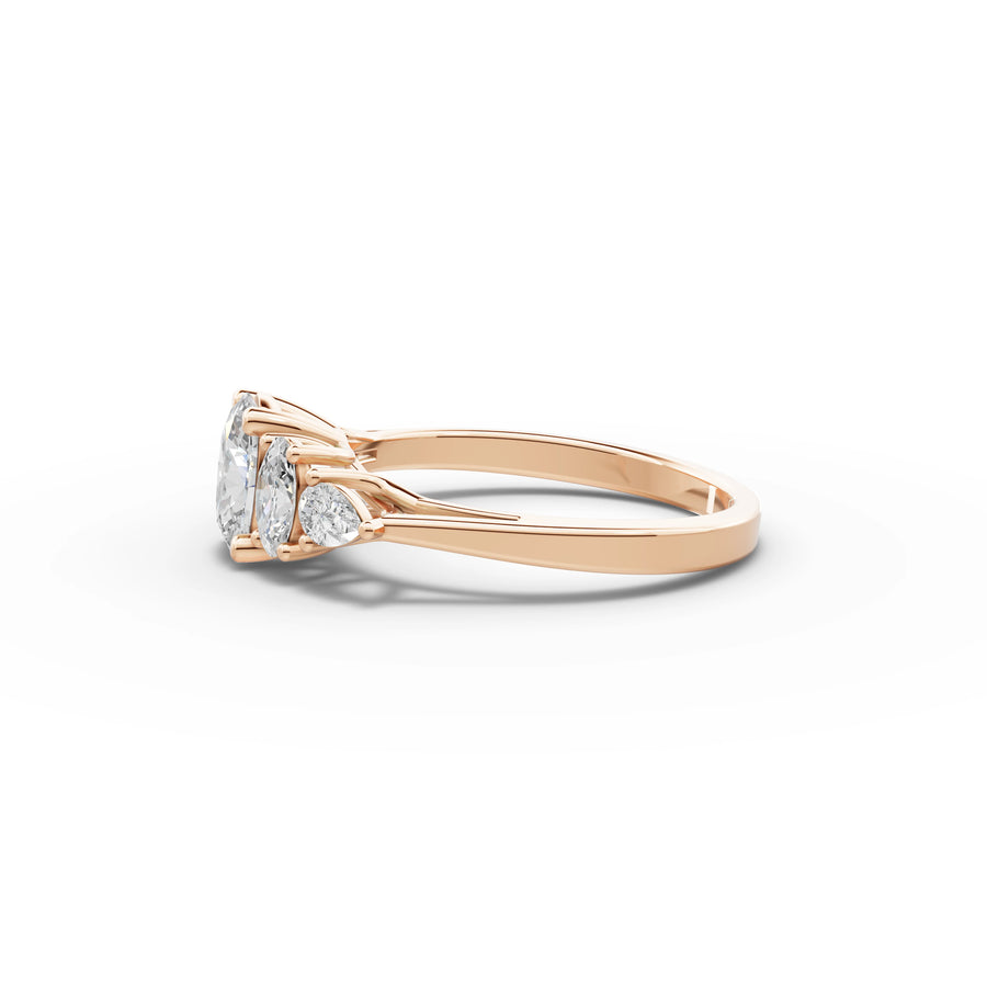 Oval five stone ring rose gold angle