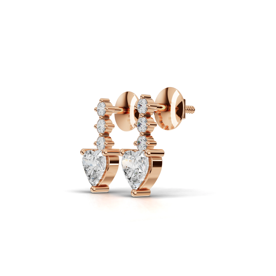 1.18 Ct Heart Drop Stud Earrings