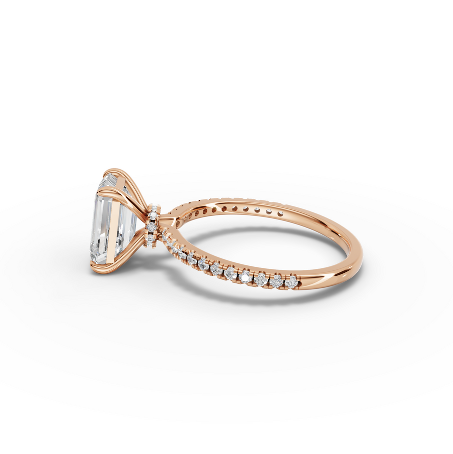 2.23 CT Emerald Hidden Halo Pavé Ring