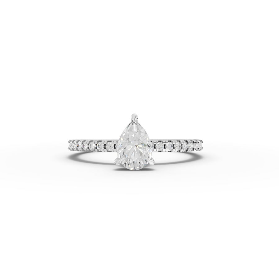 0.72 Ct Pear Hidden Halo Pavé Ring
