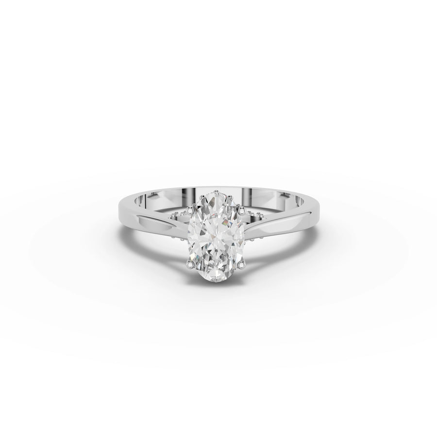 0.86 ct oval solitaire lab diamond ring with 0.75 ct center stone and hidden halo detail
