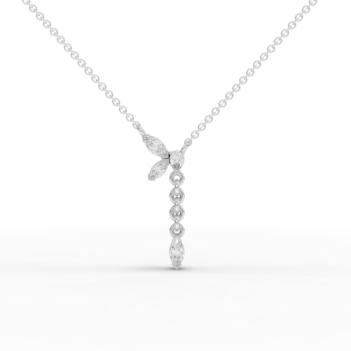 0.20 Ct Marquise Butterfly Drop Lab Diamond Y Necklace