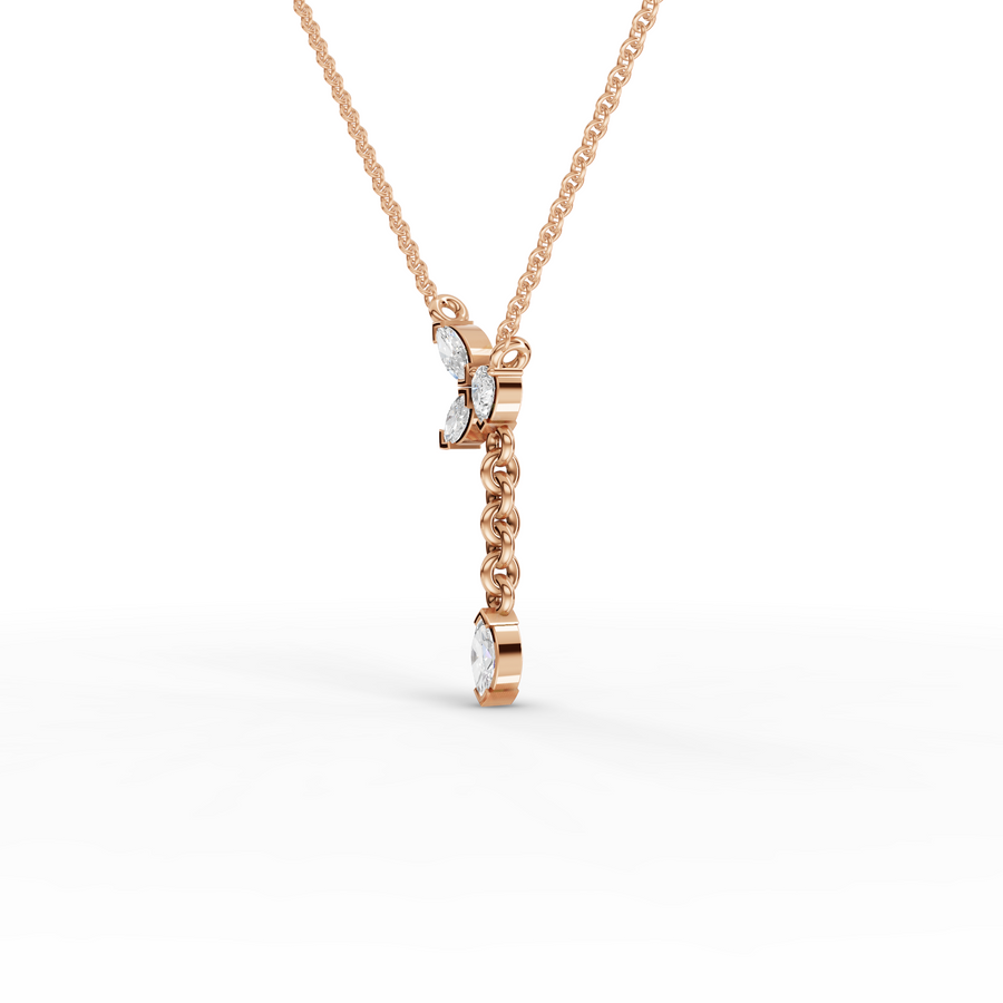 0.20 Ct Marquise Butterfly Drop Necklace