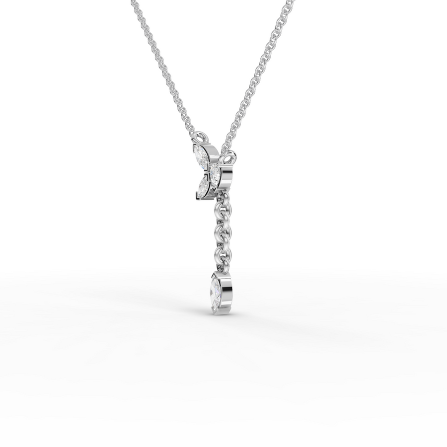 0.20 Ct Marquise Butterfly Drop Necklace