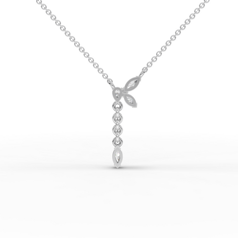 0.20 Ct Marquise Butterfly Drop Lab Diamond Y Necklace