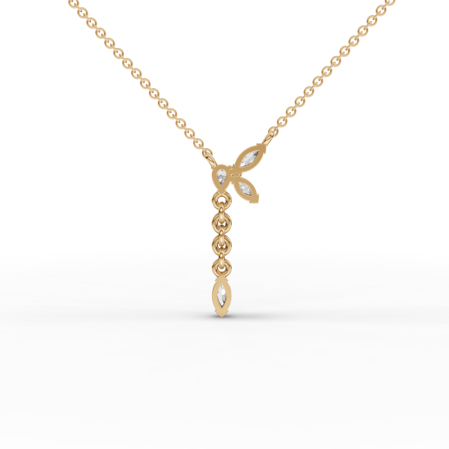 0.20 Ct Marquise Butterfly Drop Necklace