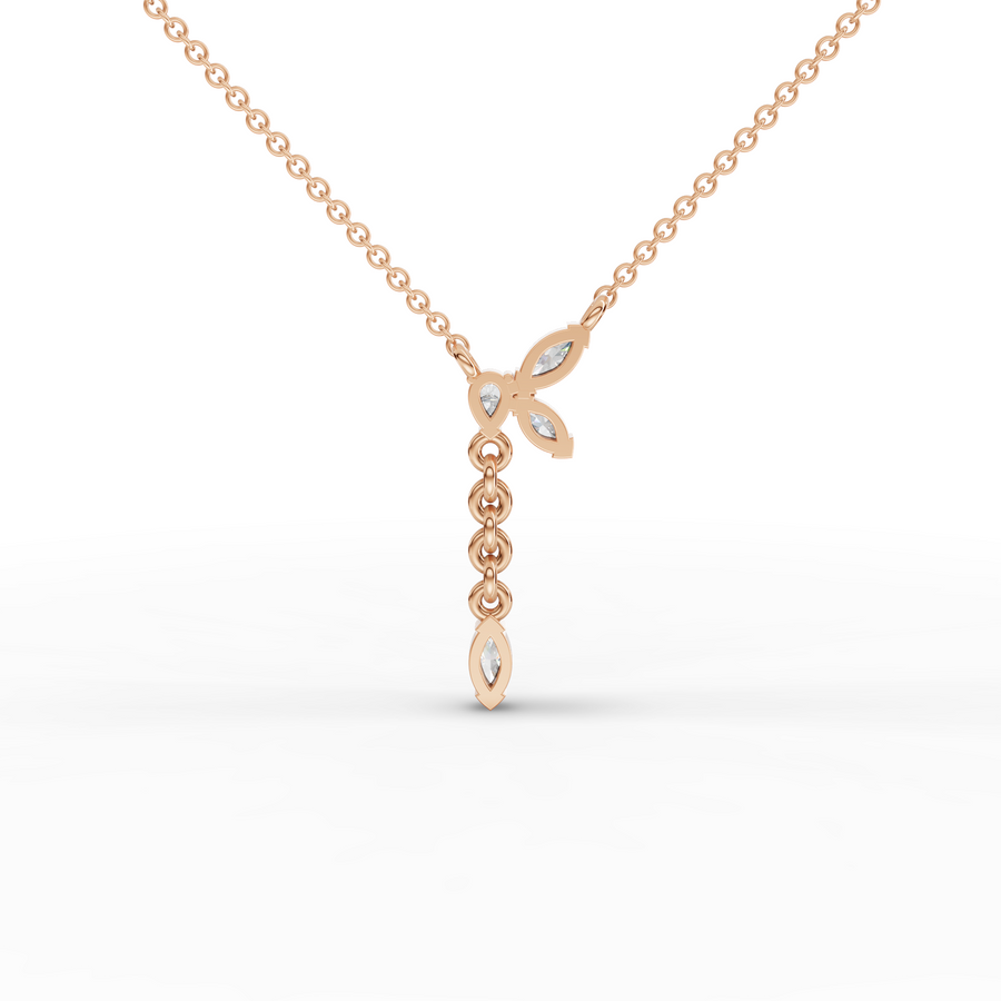 0.20 Ct Marquise Butterfly Drop Necklace