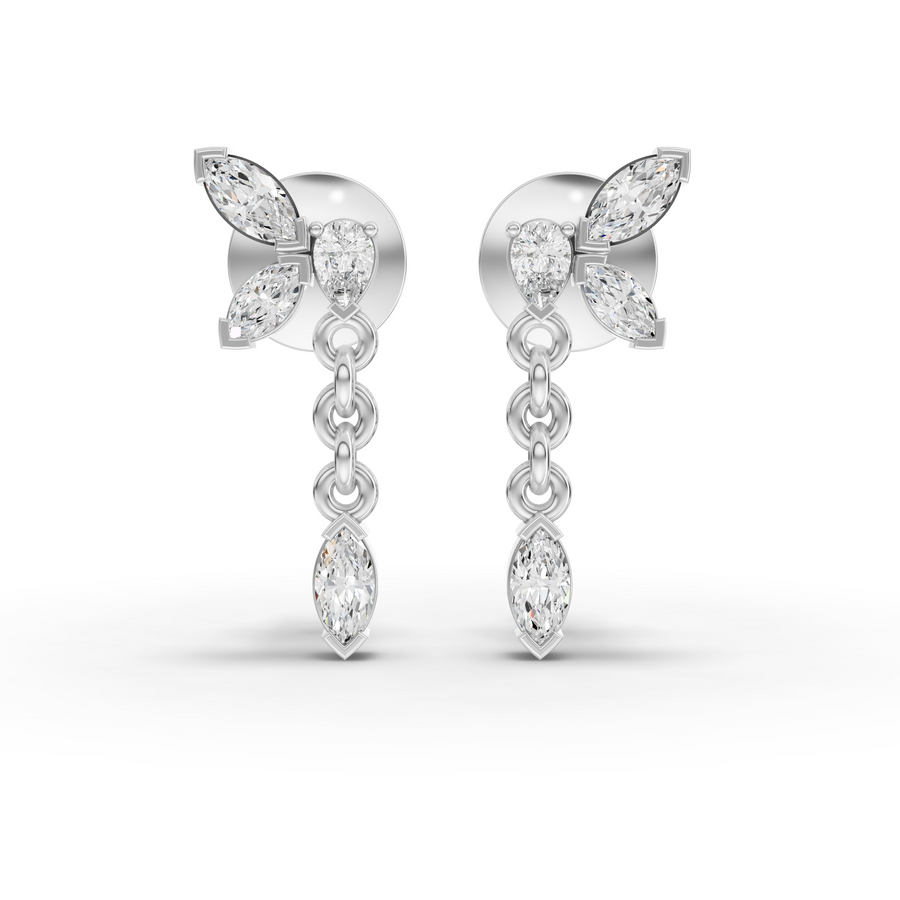 0.41 ct marquise butterfly drop lab grown diamond earrings with secure screw backs