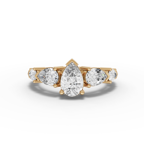 Modern Pear Shaped Lab Grown Diamond Ring