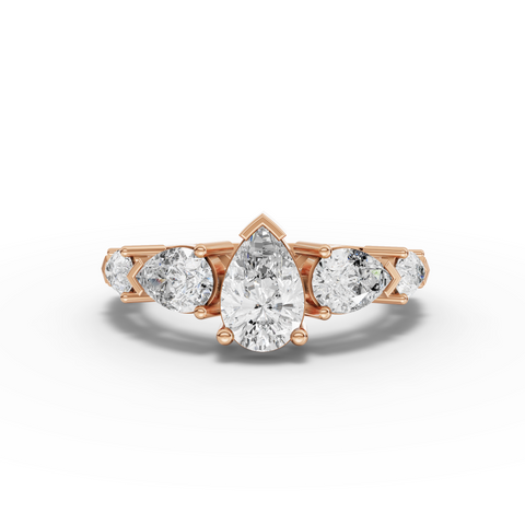 Modern Pear Shaped Lab Grown Diamond Ring