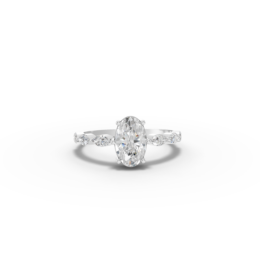 1.31 Ct Oval Solitaire With Side Diamond Ring