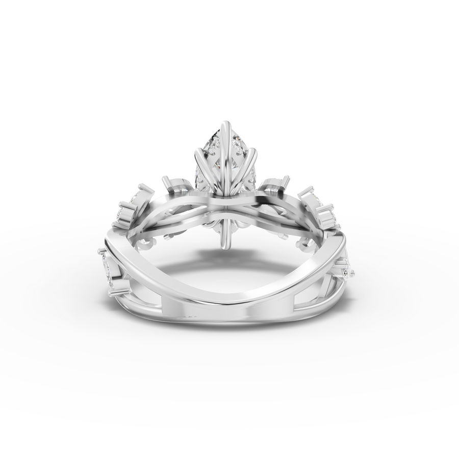 3.02 Ct Marquise Solitaire With Side Diamond Ring