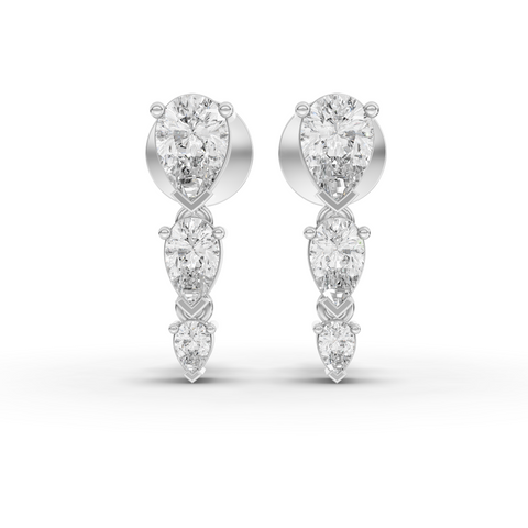 Modern Vertical Pear Lab Grown Diamond Drop Earrings