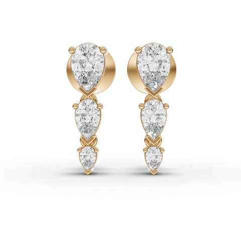 Modern Vertical Pear Lab Grown Diamond Drop Earrings