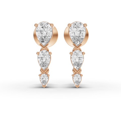 Modern Vertical Pear Lab Grown Diamond Drop Earrings
