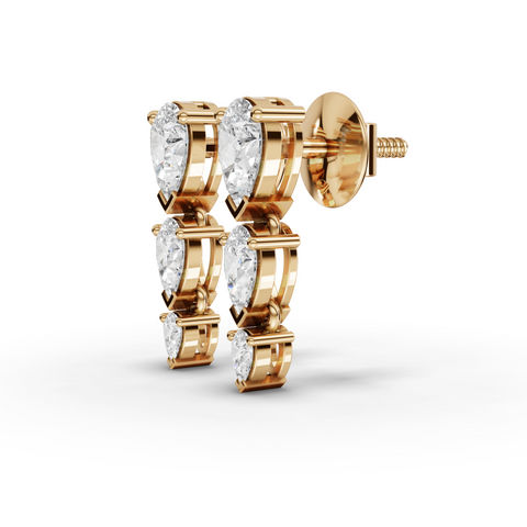 Modern Vertical Pear Lab Grown Diamond Drop Earrings