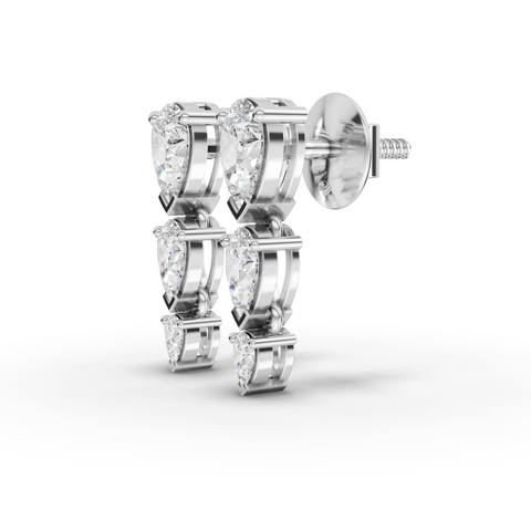 Modern Vertical Pear Lab Grown Diamond Drop Earrings