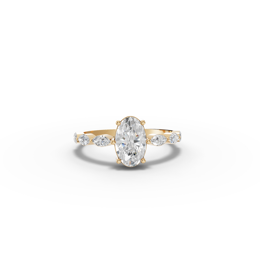1.31 Ct Oval Solitaire With Side Diamond Ring