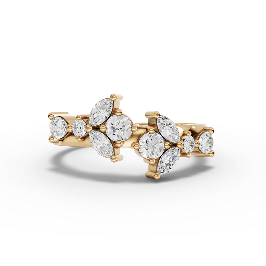 0.66 Ct Marquise & Round Cluster Lab Diamond Ring