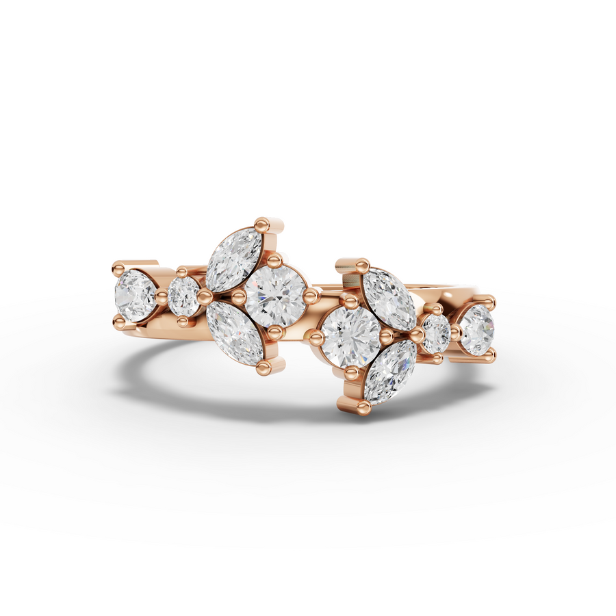 0.66 Ct Marquise & Round Cluster Lab Diamond Ring