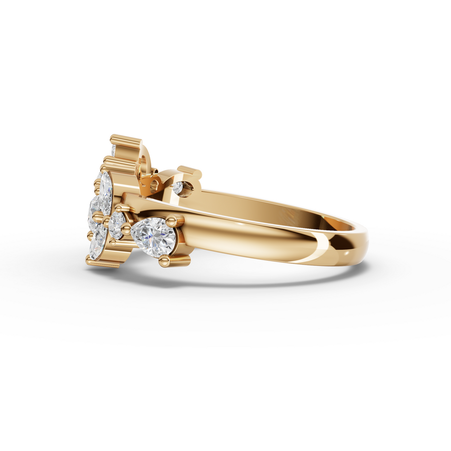 0.66 Ct Marquise & Round Cluster Lab Diamond Ring