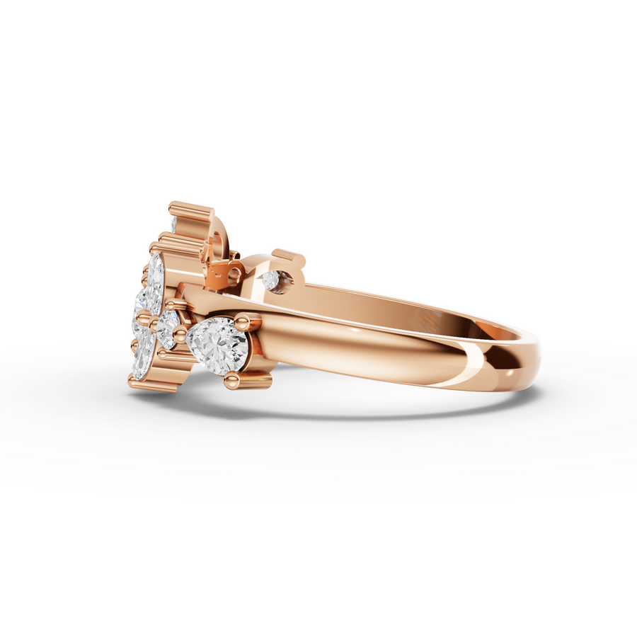 0.66 Ct Marquise & Round Cluster Lab Diamond Ring