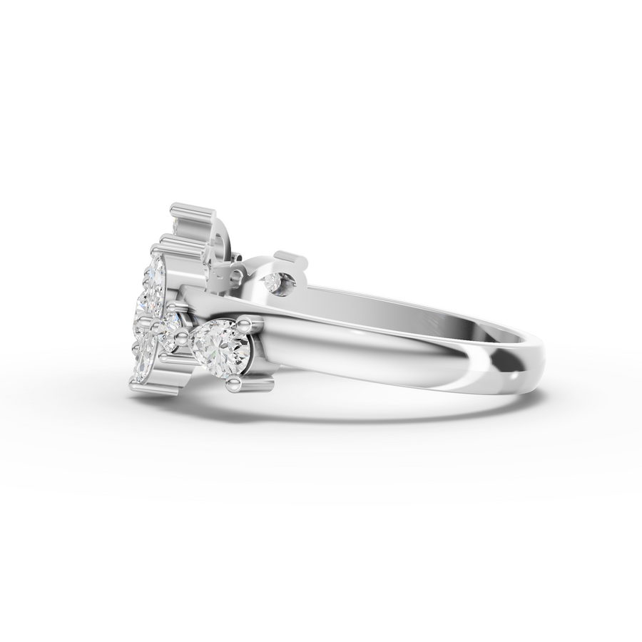 0.66 Ct Marquise & Round Cluster Lab Diamond Ring