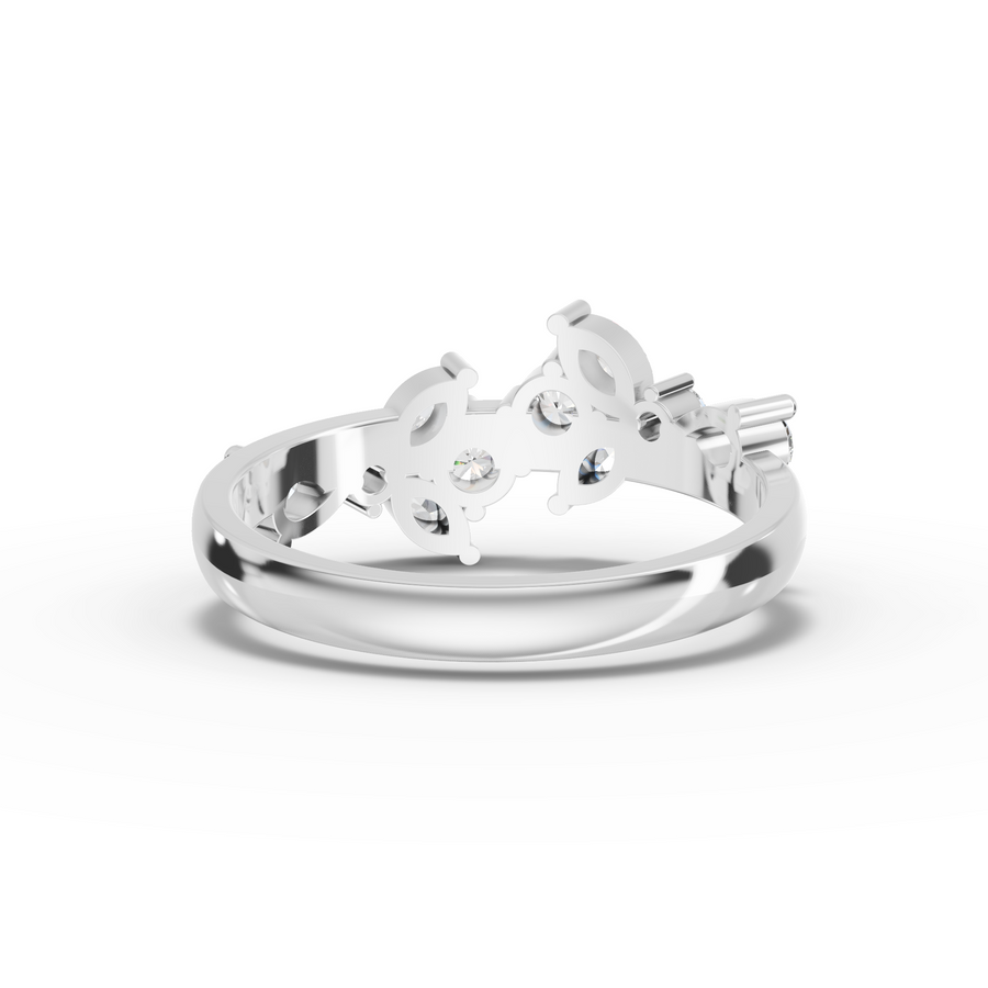 0.66 Ct Marquise & Round Cluster Lab Diamond Ring
