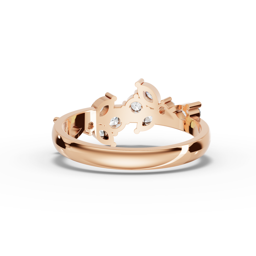 0.66 Ct Marquise & Round Cluster Lab Diamond Ring