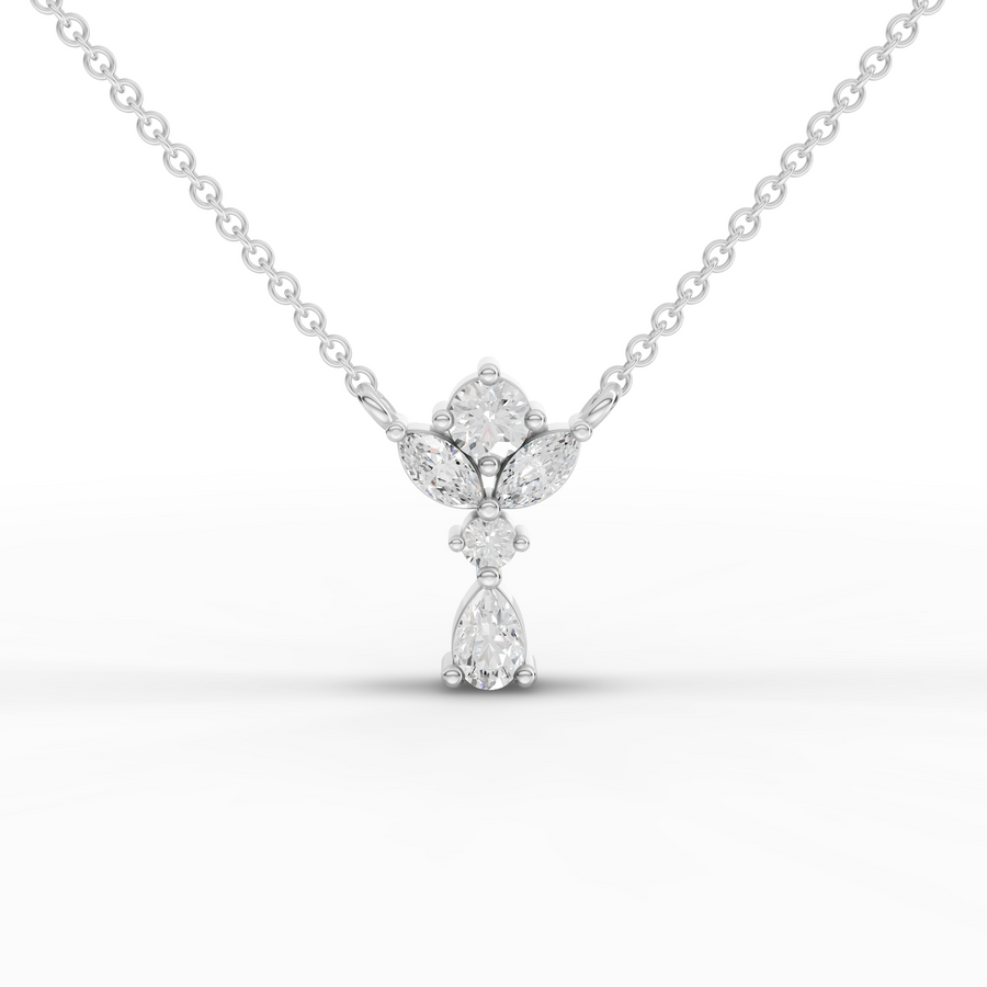 0.33 ct floral lab grown diamond drop pendant necklace with a delicate statement silhouette and brilliant diamond accents