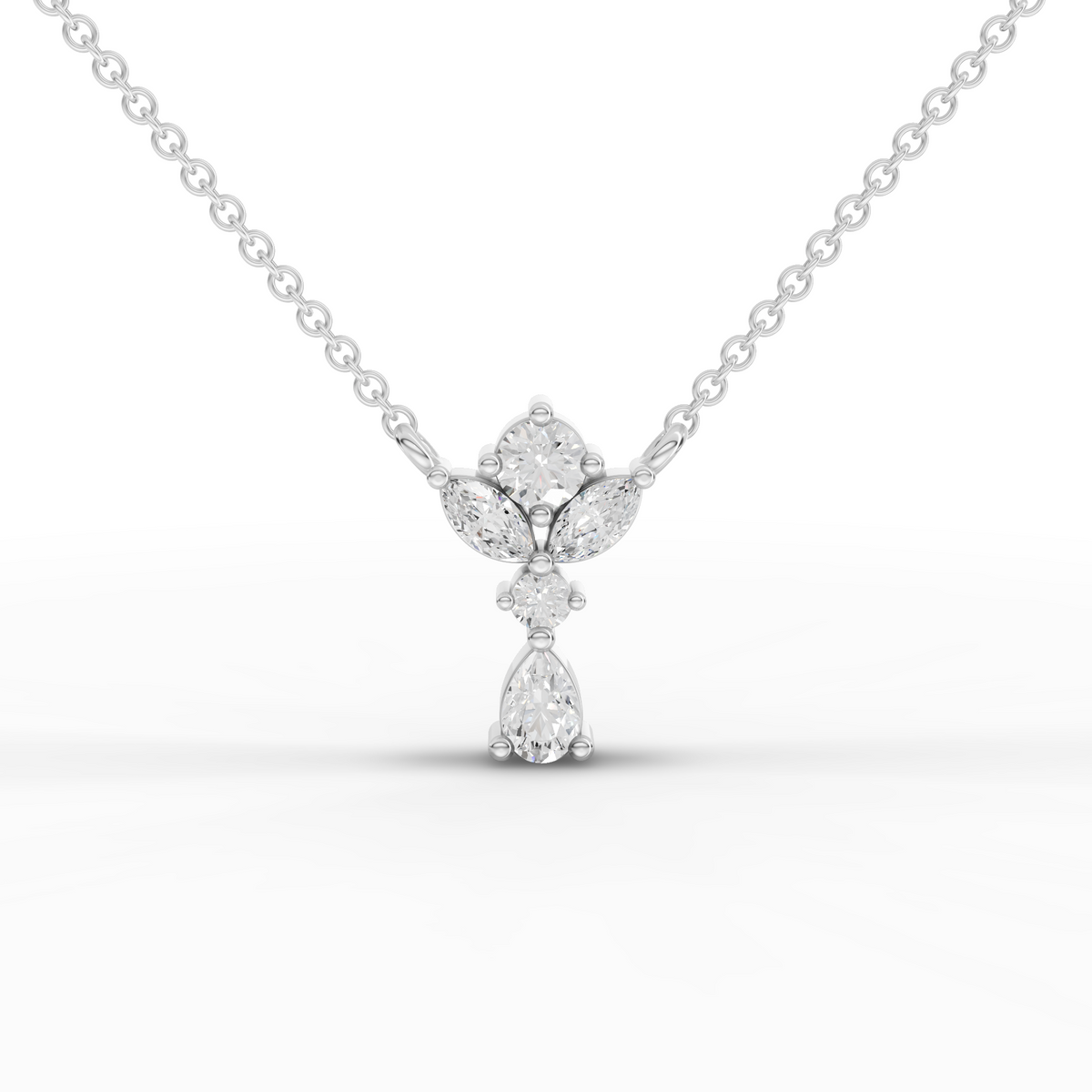 0.33 Ct Floral Drop Statement Lab Diamond Pendant Necklace