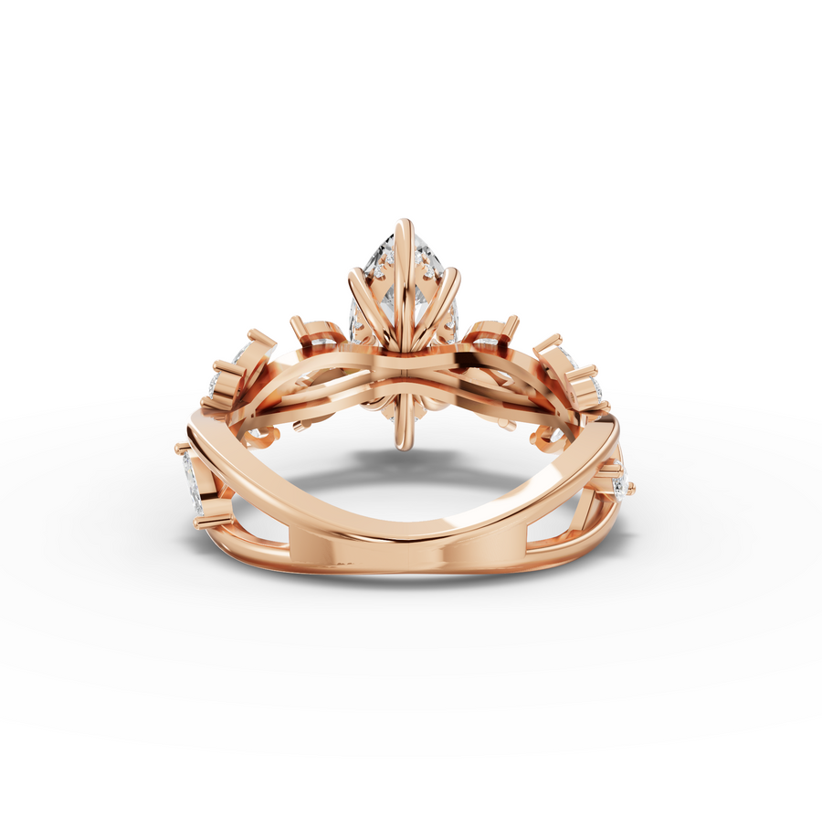 3.02 Ct Marquise Solitaire With Side Diamond Ring