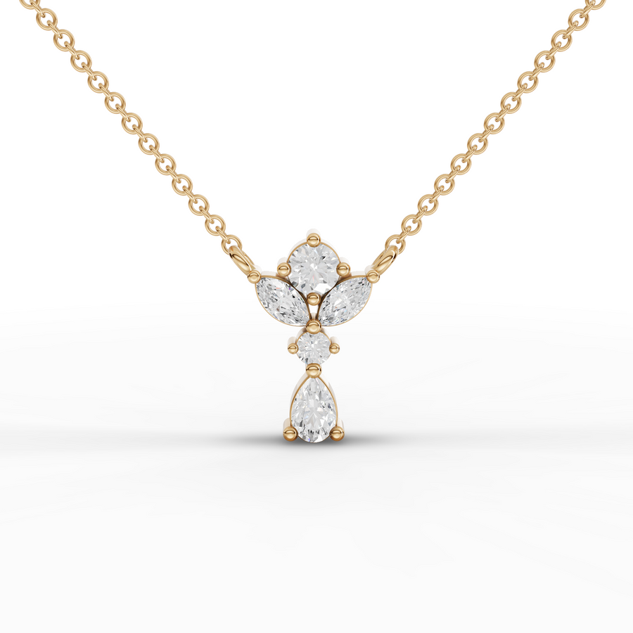 0.33 Ct Pear Cluster lab Diamond Pendant