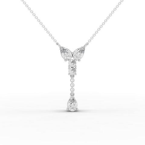 Drop Necklace with Lab Grown Diamond Pear and Round Arrangement