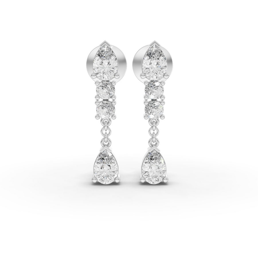 1.83 ct pear drop lab grown diamond earrings with statement silhouette and secure screw backs