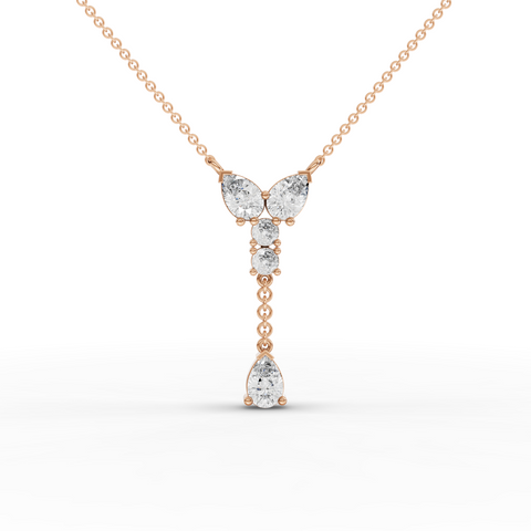Drop Necklace with Lab Grown Diamond Pear and Round Arrangement