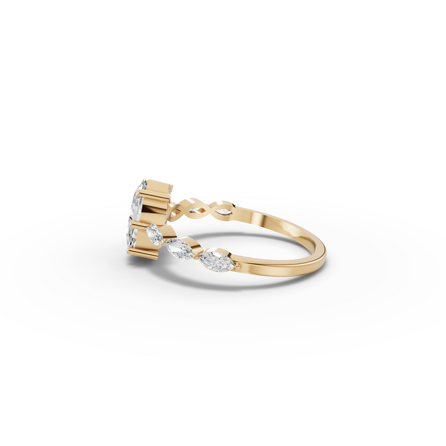 1.31 Ct Oval Solitaire With Side Diamond Ring