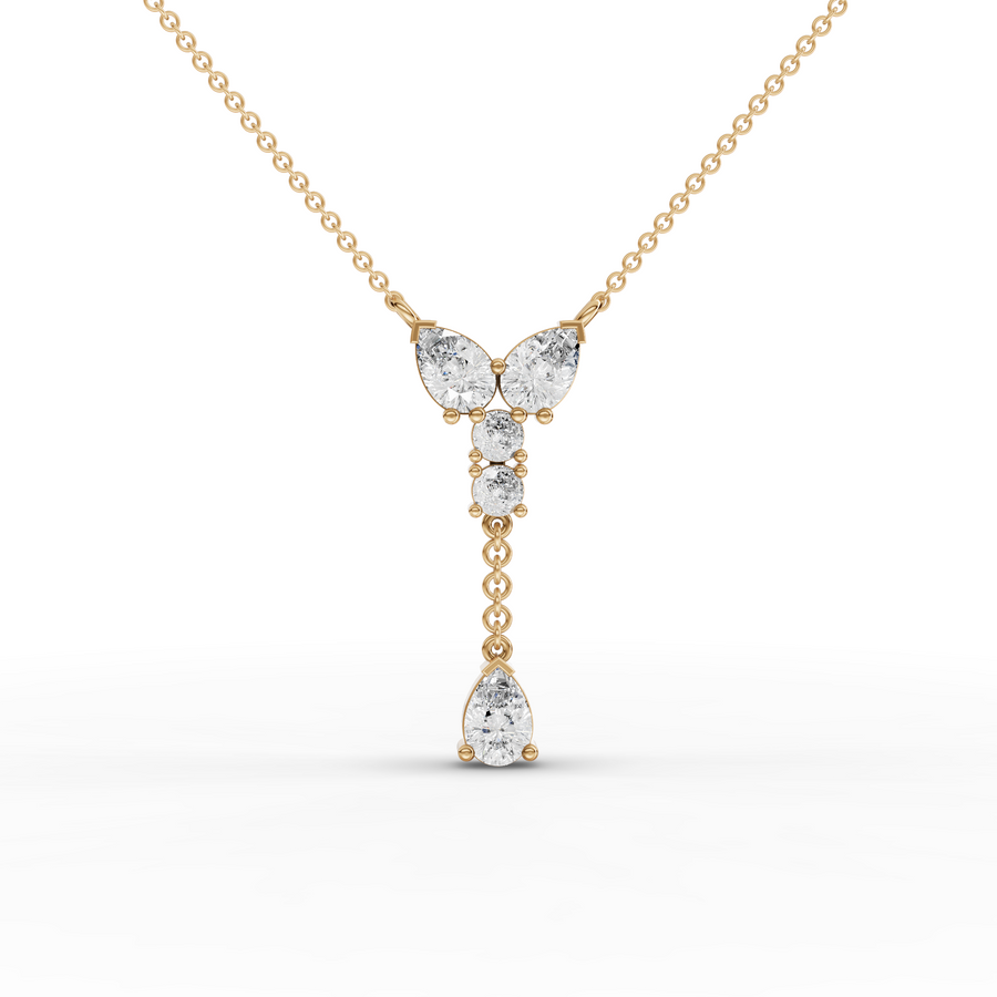 1.26 Ct Pear & Round Statement Necklace
