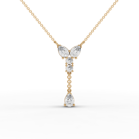 Drop Necklace with Lab Grown Diamond Pear and Round Arrangement