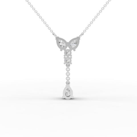 Drop Necklace with Lab Grown Diamond Pear and Round Arrangement
