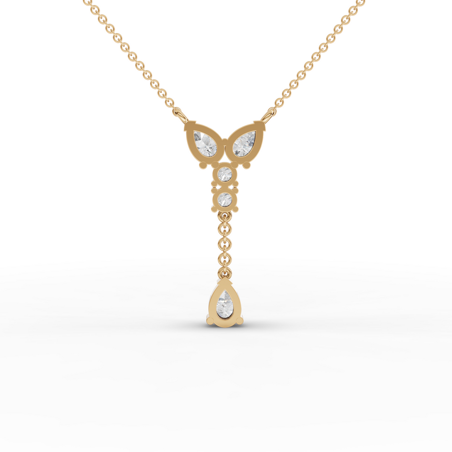 1.26 Ct Pear & Round Statement Necklace